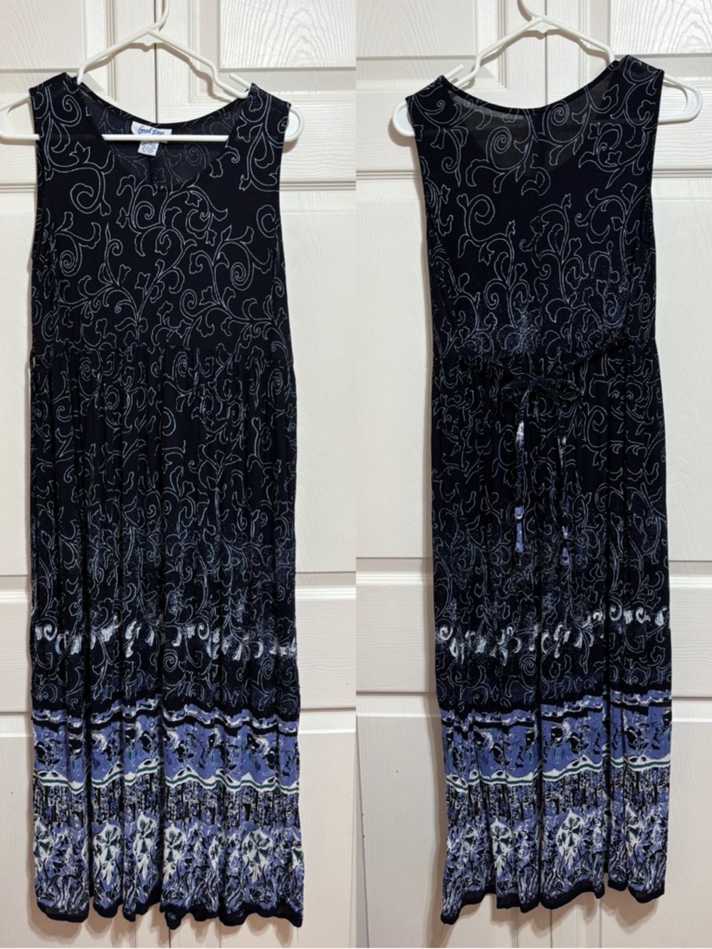 Women's Blue Maxi Dress with Border Print